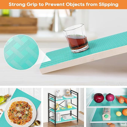 Blue Fridge Liner Shelf Liners for Kitchen Cabinet Refrigerator Liners Waterproof & Oil-Proof Kitchen Cupboard Liner Non Adhesive Drawer Mats EVA Material for Shelves 11.8 x 236.2 Inches