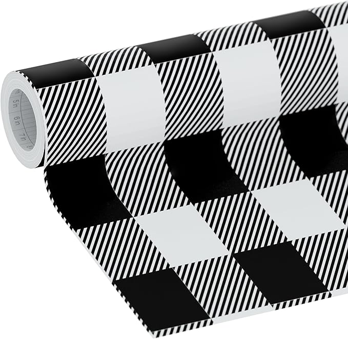 EasyLiner Peel & Stick Decor Removable Peel and Stick Wallpaper - Self Adhesive Decorative Shelf Paper for Cabinets, Walls, Resurfacing Projects - Adhesive Shelf Liner - 20in x 18ft - Black Gingham