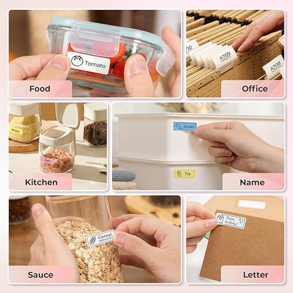 Nelko Label Maker Machine with Tape, P21 Bluetooth Label Printer with 3 Tapes & Case, Wireless Mini Label Makers with Multiple Templates Icon Font Custom for School Office Home, Pink