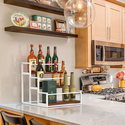 THYGIFTREE Coffee Syrup Rack Organizer 3-Tier 12 Syrup Bottles Holder Stand for Coffee Bar Station Storage Shelves for Syrup, Wine, Dressing for Kitchen, White