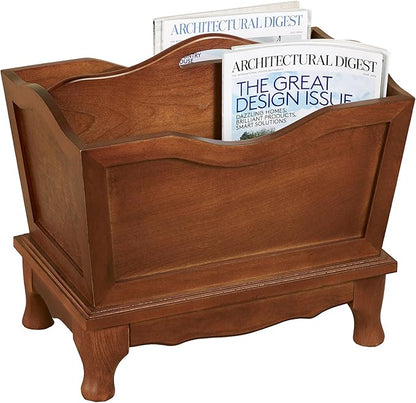 Touch of Class Magnificent Lyndhurst Wooden Magazine Rack - Regal Walnut - Wood Floor Furniture Racks for Periodicals, Newspapers and Magazines.
