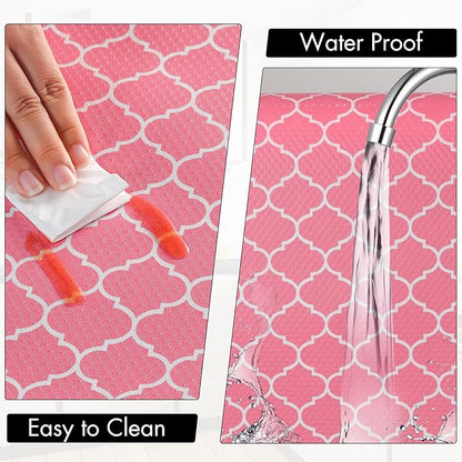 Cooyes Shelf Liner, Non Adhesive Drawer and Cabinet Liner, EVA Washable Oil-Proof Shelf Paper for Kitchen Cabinets, Refrigerator, Storage, Desks with Modern Pattern