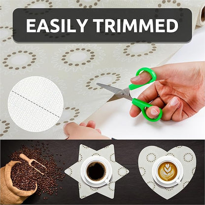 18X96 Inch Shelf Liner for Kitchen Cabinets, PVC Drawer Liner for Dresser Non-Slip Bathroom, Non-Adhesive Cabinet Liner Washable (Beige Circle)(4 Roll)