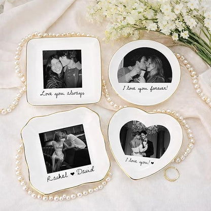 Famitrendz Personalized Couple Portrait Ring Dish, Custom Couples Photo Jewelry Dish, Custom Ring Holder Gifts, Picture Trinket, Engagement Valentines Wedding Gifts, Gift for Her, Women 2