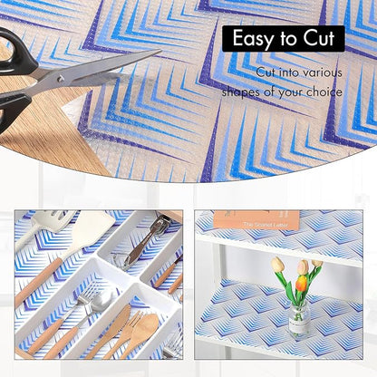 Cooyes Shelf Liner for Kitchen Cabinets – Non-Adhesive Waterproof Drawer Liner – Durable EVA Material Easy-to-Cut Shelf Paper for Refrigerator, Cupboard, Dresser with Modern Pattern