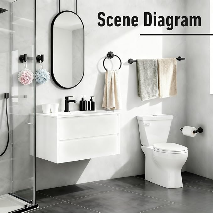 Towel Racks for Bathroom, Paper Towel Holder Shower Shelves Bath Towel Bar Set Stainless Steel Towel Racks for Bathroom Wall Mounted 1 Set (Silver)