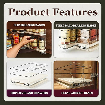 Vertical Spice - Pull Out Cabinet & Pantry Organizer Drawer - Made in USA - Sliding Drawers for Inside Cabinets - Cabinet Pull Out Shelves - 1 Tier - 6.9" x 5.0" x 10.6"(Cream, Partially Assembled)