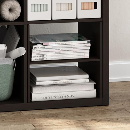 Furinno Cubicle Cube Insert, H-Shelf Cube Organizer, Fits into Furinno Extra Thick Cubes, for Organizers and Storage, Black Dark Oak (Does not fit IKEA Kallax Shelving)