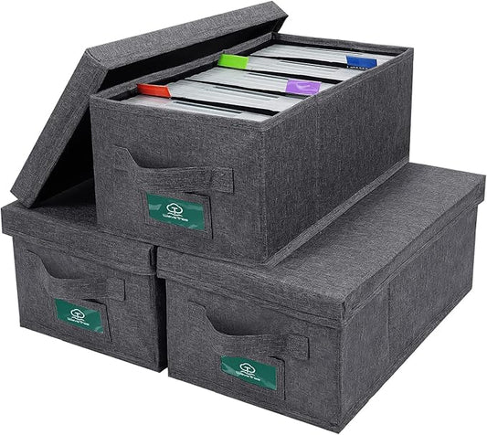 DVD Storage Box Pack of 3, Practical DVD Case Holder Organizer 15.75 x 8.46 x 6.3 Inch, Disc Holders with Lid for Movie & Video Game Storage, DVD Rack to Hold up to 75 DVD Cases - Gray