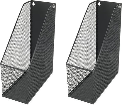YBM HOME Mesh Steel Deluxe Magazine Rack, Extra Wide Magazine File Holder 2259-2 (2, Black)