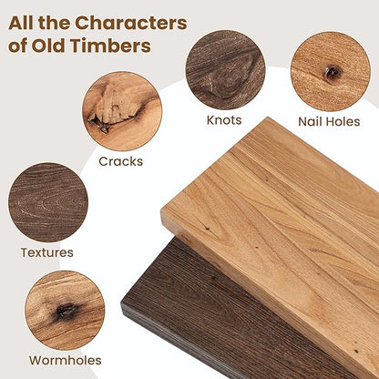 Floating Shelves for Wall Decor, 8" Deep Rustic Solid Elm Wood Floating Shelves Wall Mounted, Wall Shelves with Invisible Bracket for Living Room Bathroom Bedroom Kitchen, 48 Inch Set of 1, Natural