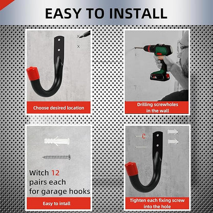 8-Pack Utility Hook,Garage Storage Hooks, Heavy Duty Utility Hooks, Heavy Duty Hook, 7.8" & 3.8” Garage Hanging Storage for Bikes, Kayak and Hanging Ladders