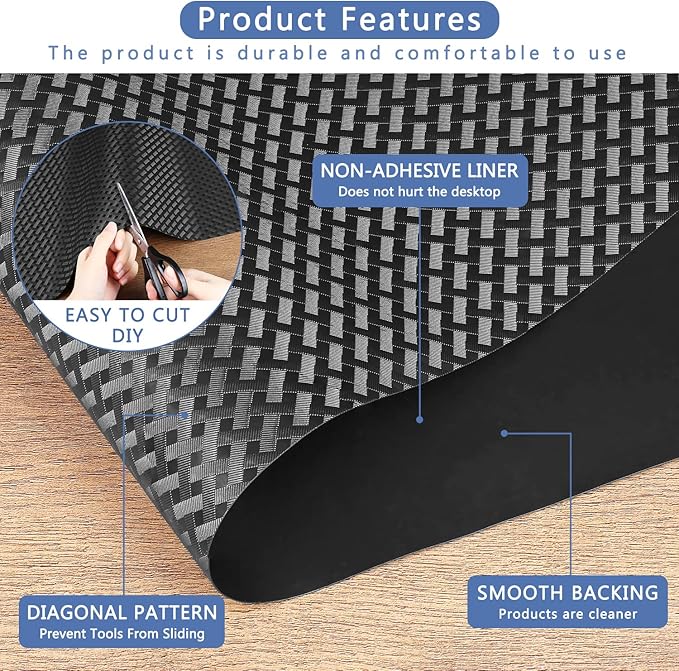 HooTown Shelf Liner Kitchen Cabinet Drawer Mats 11.8 Inch Wide x 78.7 Inch Long, Non Adhesive Vinyl EVA Washable Waterproof Pantry Closet, Cupboard, Drawer Organizer Mat, Black
