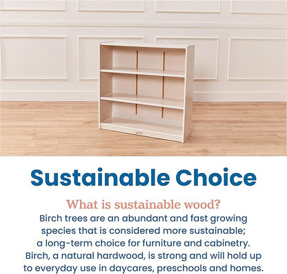 ECR4Kids Wooden Classic Bookcase with Adjustable Shelves, 36in, Classroom Bookshelf, White Wash