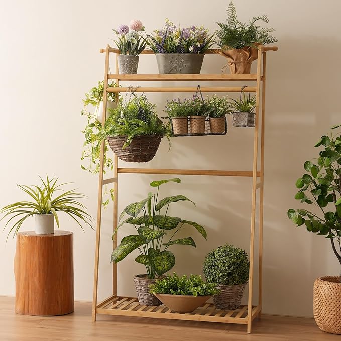 Bamboo Clothing Garment Rack 2 Tier Storage Shelf Coat Clothes Hanging Rack, Portable Wardrobe Closet Organizer With Top Shelf, Shoe Storage Shelves for Bedroom (Natural - 31.5 in)