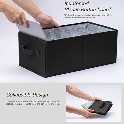2 Pack Large Wardrobe Closet Organizer - Drawer Organizer Clothes, Efficient Sweatshirt Organizer for Closet, Versatile Closet Organizers and Storage (Black, 17.7" L x 9.8" W x 7.1" H)