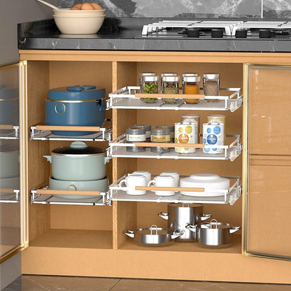 Pull Out Drawer Cabinet Organizer, Expandable Slide Out Storage Shelves - Heavy Duty, Durable and Smooth Slide-Out, 23" x 40" Wide x 22.5" Deep, 1 Pack