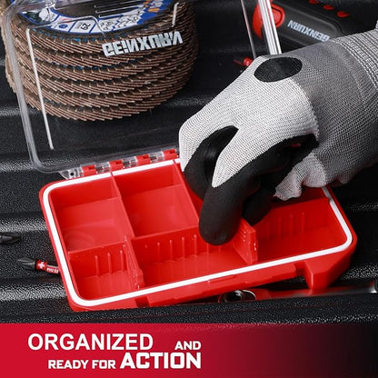 IPX4 Waterproof Small Storage Parts Organizer, Small Parts Case with Removable Dividers, Screwdriver Bit Set Box(2 Boxes)