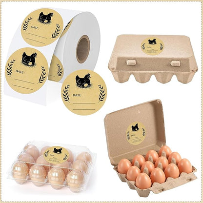 500 Pcs 2 inch Natural Brown Kraft Chicken Egg Canning Sticker for Kitchen Mason Jar, Packaging