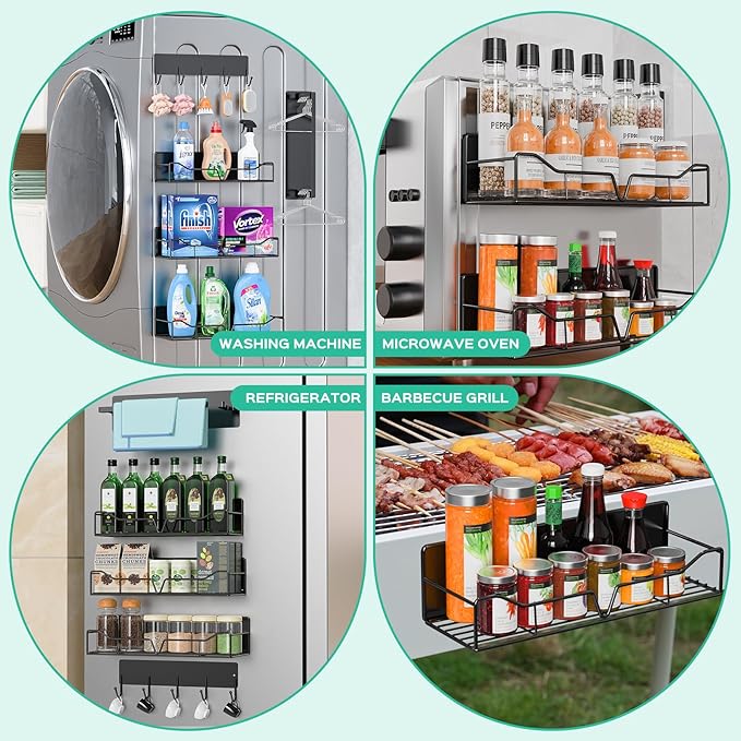 5PCS Washing Machine Storage Rack with Hooks and Hangers, Refrigerator, Washing Machine, Microwave, and Barbecue Grill Warehouse Storage Rack