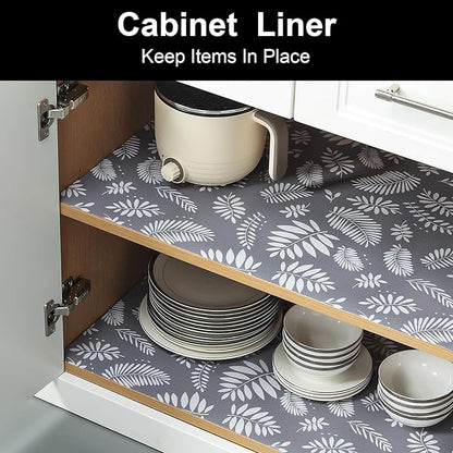 Cooyes Shelf Liners for Kitchen Cabinets Waterproof & Oil-Proof Kitchen Cupboard Mats Non-Slip Drawer Mats EVA Material Non Adhesive Fridge Liner for Shelves（17.5" W x 78.7" L）
