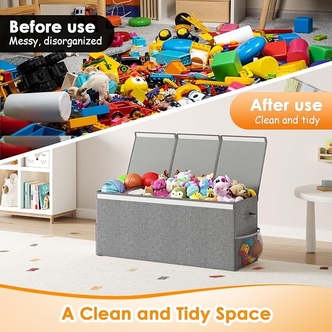 Extra Large Toy Box Chest with Lid, Kids Toy Storage Organizer for Boys Girls, Big Toy Bin Basket Extra Large Toy Storage Box for Living Room Playroom Nursery (40" x14" x16")