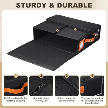 uxcell 4 Pack Bed Sheet Organizers and Storage with PU Handle, Foldable Bedding Duvet Cover Set Organizer Storage Closet and Under Bed Storage Containers, Black