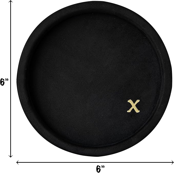 COLLECTIVE HOME - Velvet Jewelry Tray, 6" Monogrammed Jewelry Dish, Smooth Velour Display Dish for Rings, Earrings, Necklaces, Makeup, Personalized Gifts for Women (Black-x)