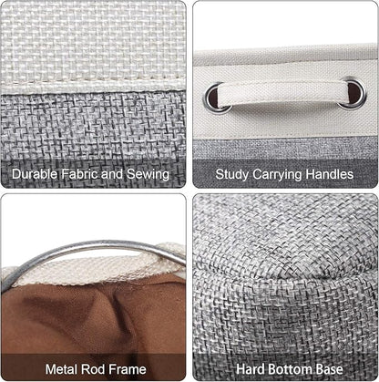 Kntiwiwo Foldable Storage Bin Collapsible Basket 12" x 10" x 9.5" Cube Storage Organizer Bins with Dual Carry Handles for Home Closet Shelves Drawers Organizer, Set of 3, Grey