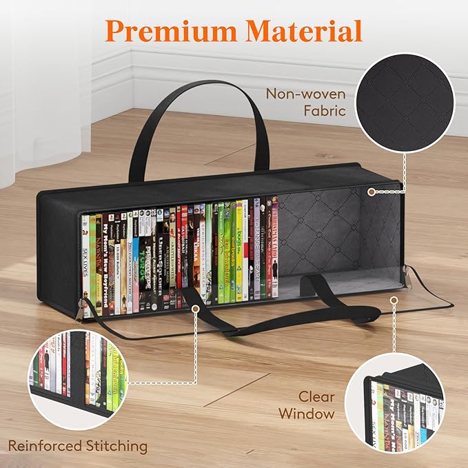 Lifewit CD Storage Bags 6 Pack, Clear PVC Plastic CD Organizer with Handles and Zipper, Media Holder for Blu Ray Disc, Movie Cases, VHS Box, Video Game Disks, Albums, Holds 300 Pcs CDs (50 Each)