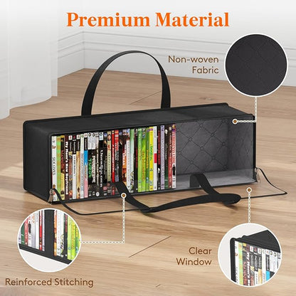 Lifewit CD Storage Bags 6 Pack, Clear PVC Plastic CD Organizer with Handles and Zipper, Media Holder for Blu Ray Disc, Movie Cases, VHS Box, Video Game Disks, Albums, Holds 300 Pcs CDs (50 Each)