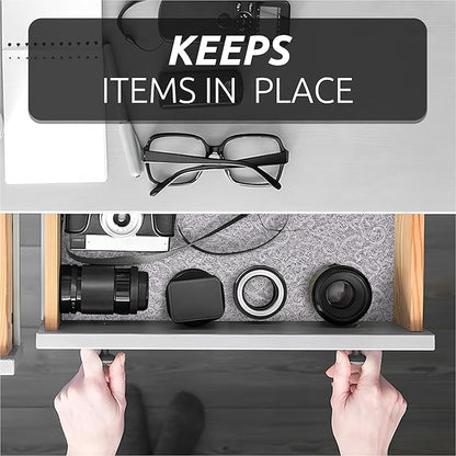 12X120 Inch Shelf Liner with Scissor & Tape Measure for Kitchen Cabinets, PVC Drawer Liner for Dresser Non-Slip Bathroom, Non-Adhesive Cabinet Liner Washable (Black)