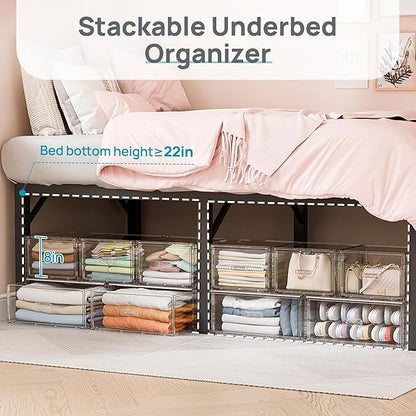 Vtopmart 5 Pack Large & Medium Stackable Drawer Organizer Set, 108QT Easy Assembly Clear Plastic Storage Cabinet, Durable Dresser for Closet, Bedroom, Entryway, Playroom & Apartment Organization