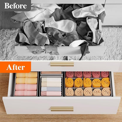 Lifewit Underwear Drawer Organizer for Closet 36 Pack, 3 Sizes Dresser Organizer Dividers, Deep Fabric Foldable Drawer Storage Organizer Bins for Clothes/Sock/Bra, Light Grey