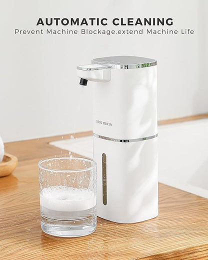 DODO MEKIA Automatic Foaming Soap Dispenser, 13.5oz/400mL, USB Rechargeable, 9-Adjustable Foam Levels, IPX5 Waterproof, Touchless & Wall/Tabletop Use for Kitchen Bathroom, White