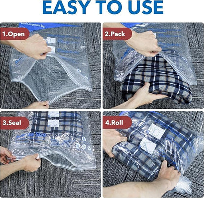 16 Pack Travel Vacuum Bags with Pump，vacuum travel bags with pump, vacuum seal bags for clothing travel and home
