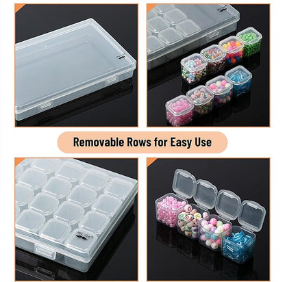 Mr. Pen-Bead Storage Containers, 28 Grids, 2 Pack, Grey, 160pcs Label Stickers, Bead Organizer, Craft Organizers and Storage, Containers for Organizing, Box (NIWL056M311)
