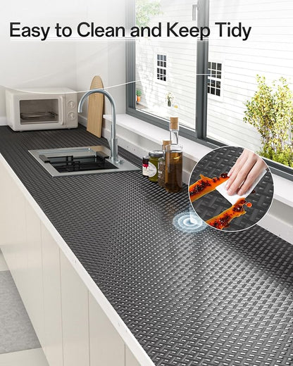 Shelf and Drawer Liner for Kitchen Cabinet, Non-Adhesive 12in x 120in Waterproof Contact Paper Refrigerator Liners Thickened Durable EVA Material Non Slip Mat for Dresser Cupboard Pantry Protector