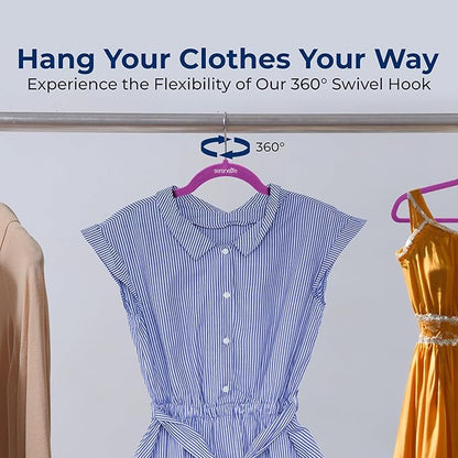 SereneLife 200 Pack Velvet Hangers - Non-Slip Felt Hangers with 360° Swivel Hook, Space-Saving, Ultra-Thin, Lightweight for Shirts, Sweaters, Hoodies, Kids Clothes & Dresses