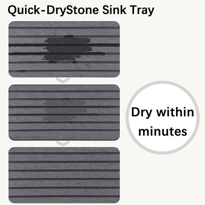 2 PCS Water Absorbent diatomite Coasters, 7.1" x 3.5" Water Absorbing Stone Tray for Sink, Stone Drying mat for Kitchen Counter, Stone soap Tray Used for Hand Soaps & toiletries & Plants