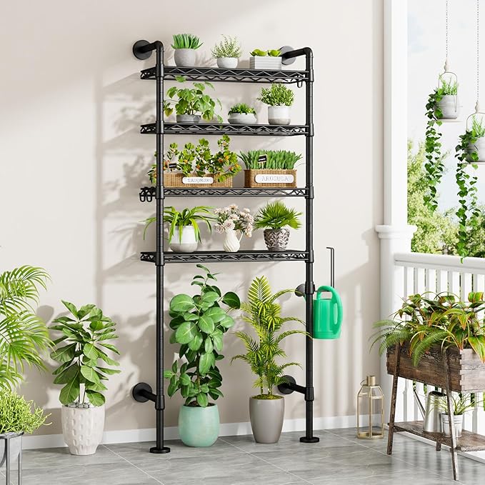 Roxibelt K3 Wall Mounted 4-Tier Over the Toilet Storage，Metal Above Toilet Storage with Paper Hook，Over Toilet Bathroom Organizer with Adjustable Shelf，Above Toilet Rack 9.7"D x 25.6"W x 74.3"H，Black