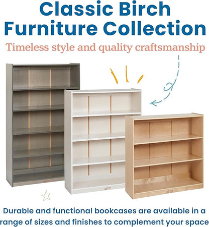 ECR4Kids Wooden Classic Bookcase with Adjustable Shelves, 36in, Classroom Bookshelf, Grey Wash