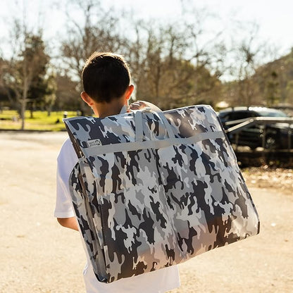 Waterproof Hanging Garment Bag 40 inch Clothes Bag with Gusset, 5 Pockets & Side Zip for Dance Costumes, Sports, Skating, Theatre, Beauty Pageants, Cheer & More by Kendall Country, Camo Grey