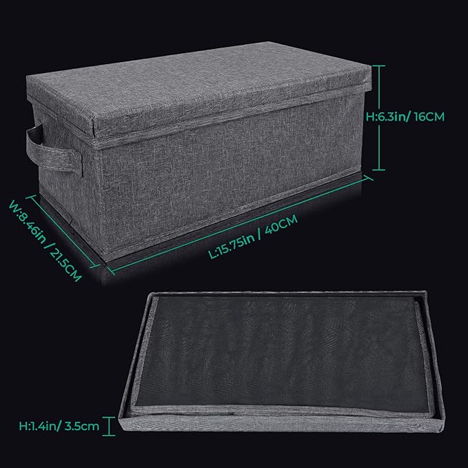 DVD Storage Box, Practical DVD Case Holder Organizer 15.75 x 8.46 x 6.3 Inch, DVD Rack with Lid and Index Labels to Hold up to 25 DVD Cases - Gray