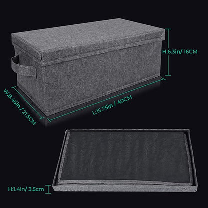 DVD Storage Box, Practical DVD Case Holder Organizer 15.75 x 8.46 x 6.3 Inch, DVD Rack with Lid and Index Labels to Hold up to 25 DVD Cases - Gray