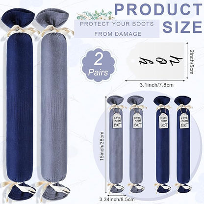 2 Pairs Boot Shaper Stands with 8 Labels Cotton Tall Boot Inserts for Closet Organization