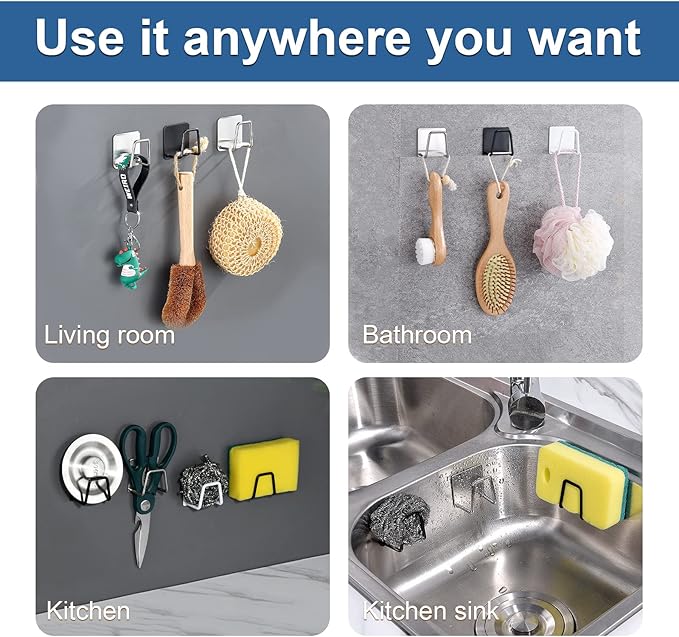 Eksinzenith Sponge Holder for Kitchen Sink Caddy, Strong Adhesive Sponge Holder for Sink Counter, Dish Sponge and Brush Holder, Premium SUS304 Stainless Steel Rust Proof Waterproof-White(2 Pack)