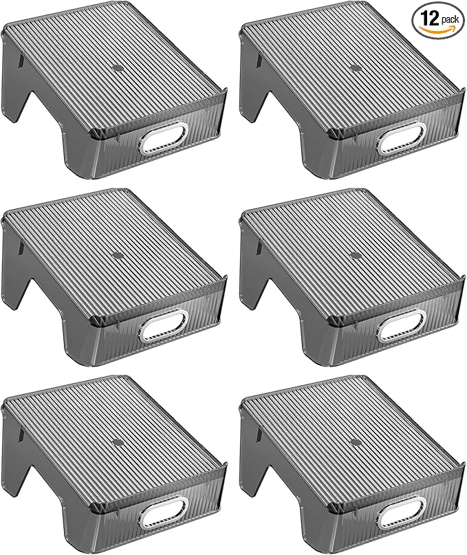 Double Layer Shoe Slots Organizer 9.84” X 9.05” X 5”In Stacker Space-Saving Storage Holder - Transparent Plastic Shoe Rack For Closet Shelf (Black, 6pack)