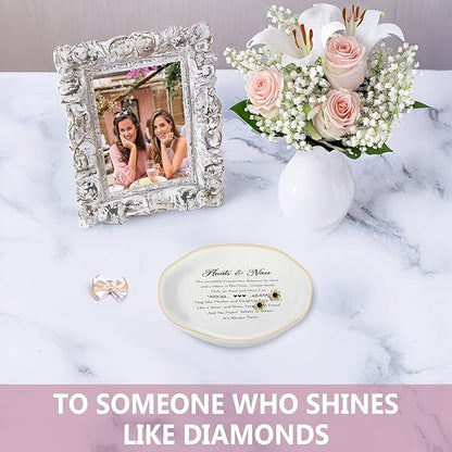 Aunt Gifts from Niece Jewelry Dish Trinket Tray, Auntie Birthday Gifts, I Love You Aunt Present for Christmas Wedding, Best Aunt Ever Gifts (White-Aunts4)
