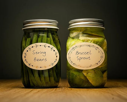 MONEST Waterproof & Oil Resistant Jar & Lid Stickers - Pantry/Canning, Spice & Bottle Labels (Golden Flower 2x3)